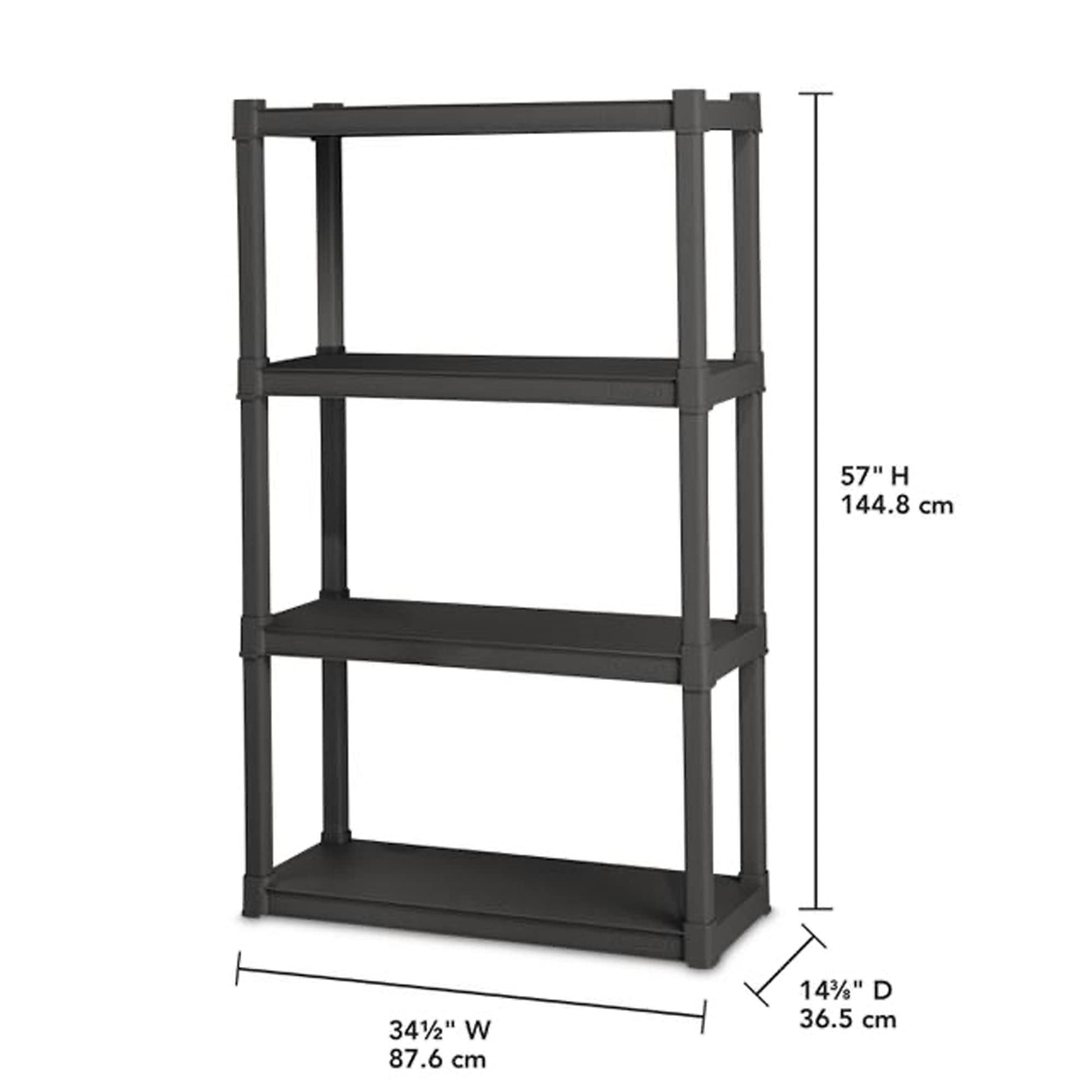 Sterilite 4 Shelf Unit, Heavy Duty and Easy to Assemble Plastic Storage Unit, Organize Bins in the Garage, Basement, Attic, Mudroom, Gray, 1-Pack - WoodArtSupply