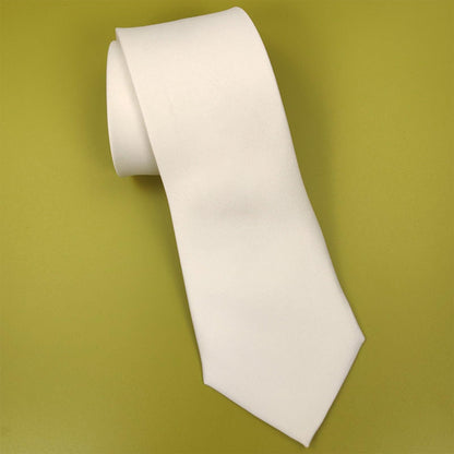 YANIYA Male Blank Sublimation Necktie Solid Color White Embryo DIY Neck Tie for Casual Formal Wedding Party Business Occassion