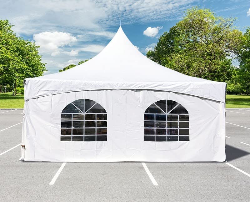 TentandTable 8' x 20' Premium Window Sidewall for Commercial Outdoor High Peak Frame Party & Pop Up Canopy Tents, 16 oz PVC White Vinyl, Single Cathedral Style Side Wall, Wall Only, Tent Not  - WoodArtSupply