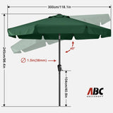 ABCCANOPY Patio Umbrella 10ft, Outdoor Table Umbrella with Push Button Tilt and Crank, 8 Ribs Umbrella for Patio Pool Garden Deck (Green) ABCCANOPY