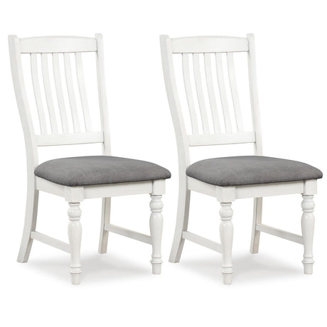 Giantex Wood Dining Chairs Set of 2, Farmhouse Kitchen Chairs with Solid Wood Frame, Max Load 355 Lbs, Armless Upholstered Dining Side Chairs with Cushion Seat, Slat Back Dining Room Chair, White Giantex