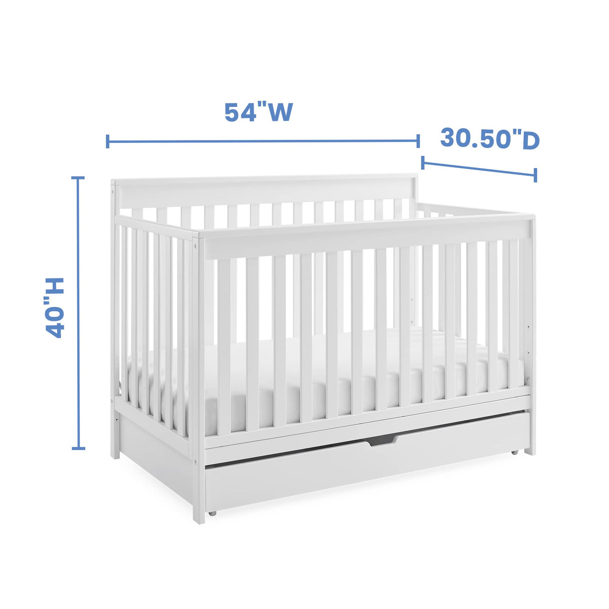 Delta Children Mercer 6-in-1 Convertible Crib with Storage Trundle, Greenguard Gold Certified, Bianca White Delta Children