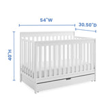 Delta Children Mercer 6-in-1 Convertible Crib with Storage Trundle, Greenguard Gold Certified, Bianca White Delta Children