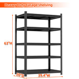 Bezuny 5-Tier Shelving Unit, Industrial Metal Heavy Duty Garage Shelving, 2500 LBS Metal Storage Shelf, Adjustable Steel Shelves for Garage, Pantry Closet, Warehouse, Basement, Workshop, Black Bezuny