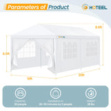 HOTEEL Canopy 10'x20' Party Tent with 4 Removable Sidewalls, Event Tent, Outdoor Tent for Parties, Large Canopy Tent for Parties, Weddings, Patio Camping Gazebo, All Season & Waterproof, White Hoteel
