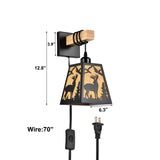 Sunnyin Plug in Wall Sconce,Deer Matte Metal Rustic Wall Sconces,Black Wall Lights,Farmhouse Parchment Paper Lamp Shades Wall Sconce Set of Two,Wall Lamps for Bedside,Living Room,Bedroom,Hallway Sunnyin