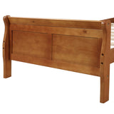 MERITLINE Twin Size Bed Frame, Solid Wood Platform Bed Frame Mattress Foundation Sleigh Bed with Headboard/Footboard/Wood Slat Support (Oak) MERITLINE