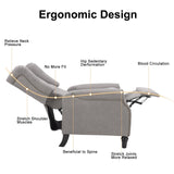 EBELLO Pushback Recliner Chair, Fabric Armchair Push Back Recliner with Rivet Decoration, Mid Century Wingback Accent Chair for Living Room, Bedroom, Grey EBELLO