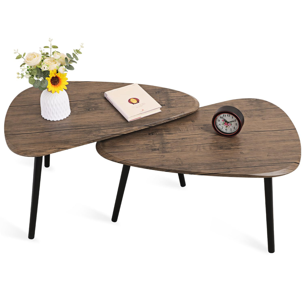 WDSHIYI Coffee Table Nesting Side Table Set of 2 Coffee Table Modern Minimalist Side Table for Living Room, Balcony in Brown WDSHIYI