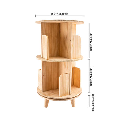 Bazargame 360° Rotating 2-Tier Wood Bookshelf Organizer for Home and Office - WoodArtSupply