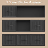 70" Tall Book Shelf and Bookcase, Tall Bookshelf with Storage, 48" Wide Modern Bookcase with Adjustable 3 Bins Storage, Large Bookshelf Wood 13" Deep Display Shelves for Living Room, Home Office,Black SOLACE FURNITURE