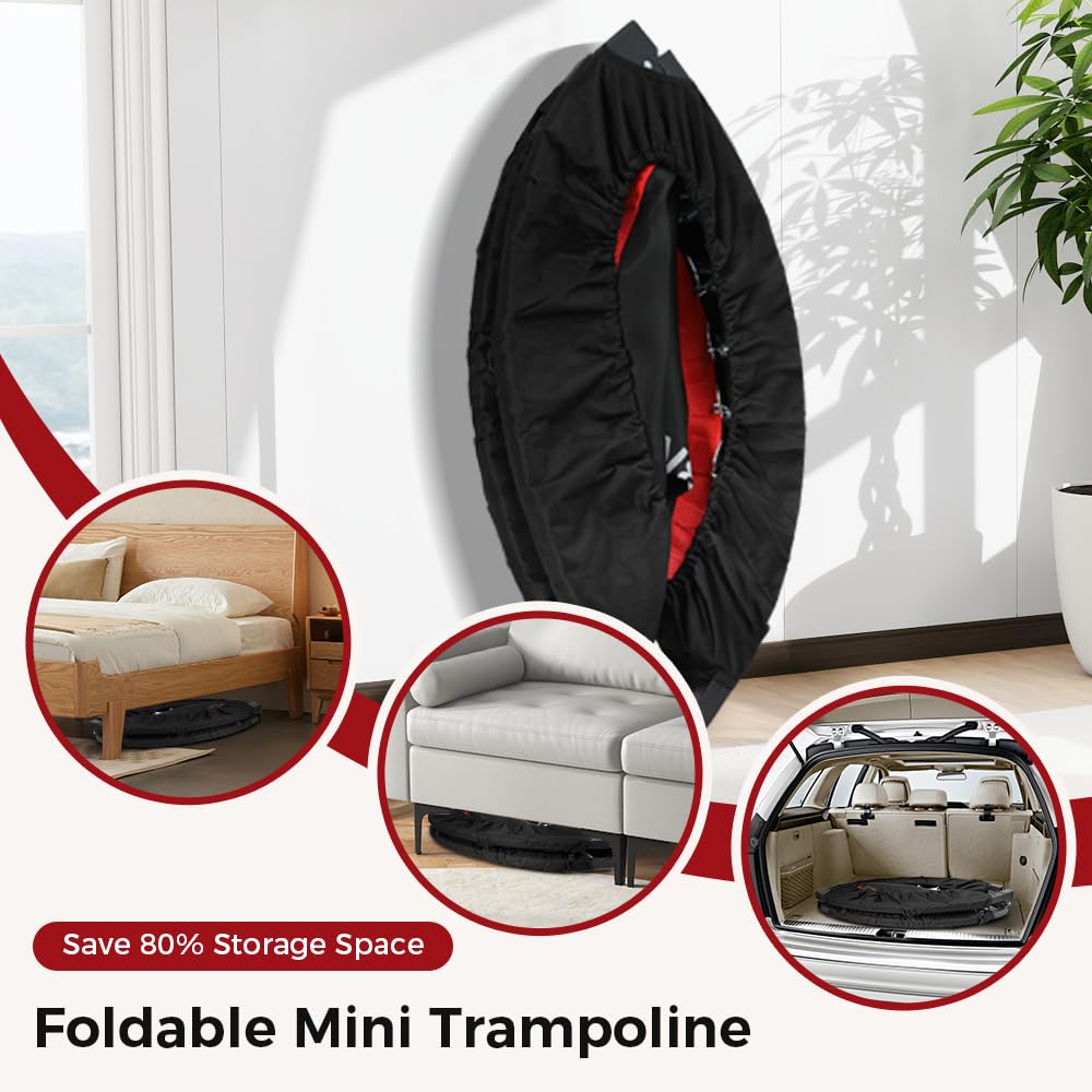 Rebounder Trampoline for Adult,460 LBS Mini Trampoline for Adults with Bar,Exercise Trampoline Indoor/Outdoor Use,40 inch Fitness Rebounder cahgl