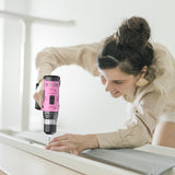 FADAKWALT Cordless Drill Set, 20V Electric Power Drill with Battery And Charger, Torque 30N, 21+1 Torque Setting, 3/8-Inch Keyless Chuck, Drill Driver Bits Kit, with LED Electric Drill Set. （Pink) FADAKWALT