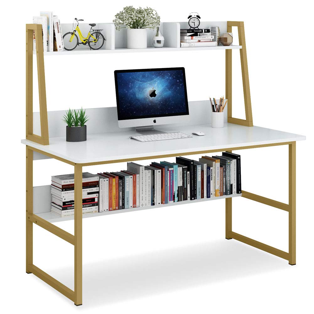 Tribesigns Computer Desk with Hutch, 47 inches Home Office Desk with Space Saving Design with Bookshelf for Small Spaces Tribesigns