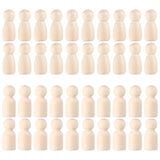 Christmas Doll 40Pcs Wooden Peg Dolls Unfinished Wood Peg People Unpainted Wood Figures Decorative for DIY Graffiti Painting, Arts, Crafts Projects Wooden Toys STOBOK