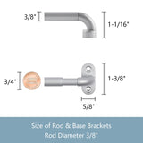 TYRON 2 Pack Screwed Sash Curtain Rod Adjustable 18-30 Inch, 3/8 In. Diameter, French Door Curtain Rods (Nickel) TYRON TYRON