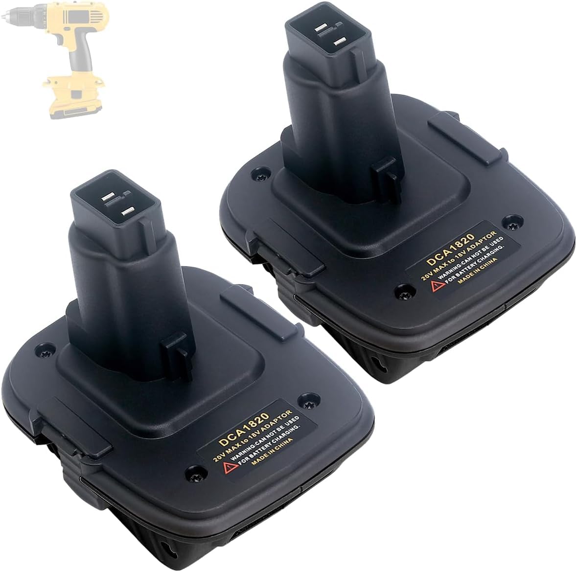 ELEFLY 2 Pack 18V to 20V Adapter DCA1820 Compatible with 20V Lithium Battery DCB206 DCB204 DCB203, Compatible with 18V NiCad & NiMh Tool Battery DC9096 DC9098 ELEFLY