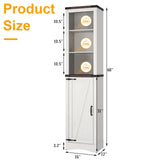 Hlivelood 68" Tall Farmhouse Bathroom Storage Cabinet, 5-Shelf Storage Cabinet with Barn Door&Adjustable Shelves, Linen Tower Cabinet with Storage for Bathroom, Kitchen, Living Room, Rustic White Hlivelood