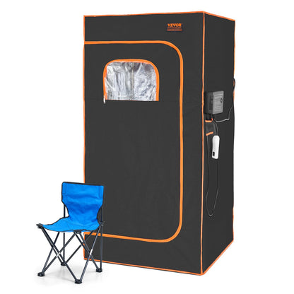 VEVOR Infrared Portable Sauna Tent, 1400W Personal Sauna Kit for Home Spa Heated Body Therapy, Time & Temperature Remote Control with Chair & Floor Mat & Storage Bag, Black, 2.9’x 2.9’x 5.8’