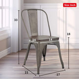 FDW Metal Dining Chairs Set of 4 Patio Chairs Furniture Indoor Outdoor Chairs Kitchen Metal Chairs Stackable Chair Tolix Side Bar Chairs Wooden Seat 18 Inch Seat Height Restaurant Chair FDW