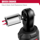 Eastvolt 12V Cordless Electric Ratchet Wrench Set, 3/8 Inch 35 Ft-lbs Power Wrench Tool Kit with Fast Charger, 2.0Ah Lithium-Ion Battery, 7-Pieces 3/8 Inch Metric Sockets and 1/4" Adaptor, Black + Red Eastvolt