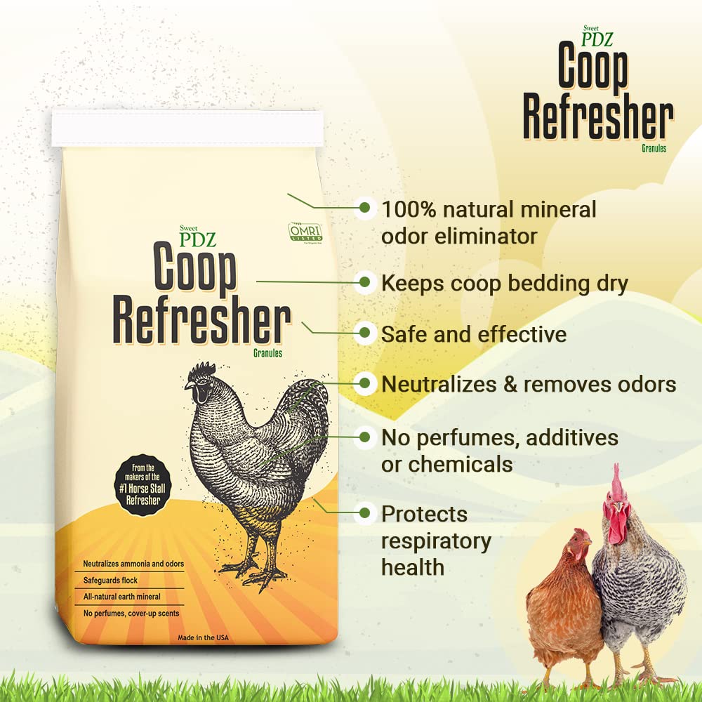 Sweet PDZ - Coop Refresher - Zeolite Odor Eliminator - Essential Chicken Coop Accessory - 10 lbs Sweet PDZ