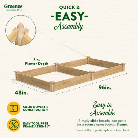 Greenes Fence Original Cedar Raised Garden Bed, 4' x 8' x 7" - Made in USA with North American Cedar Greenes Fence