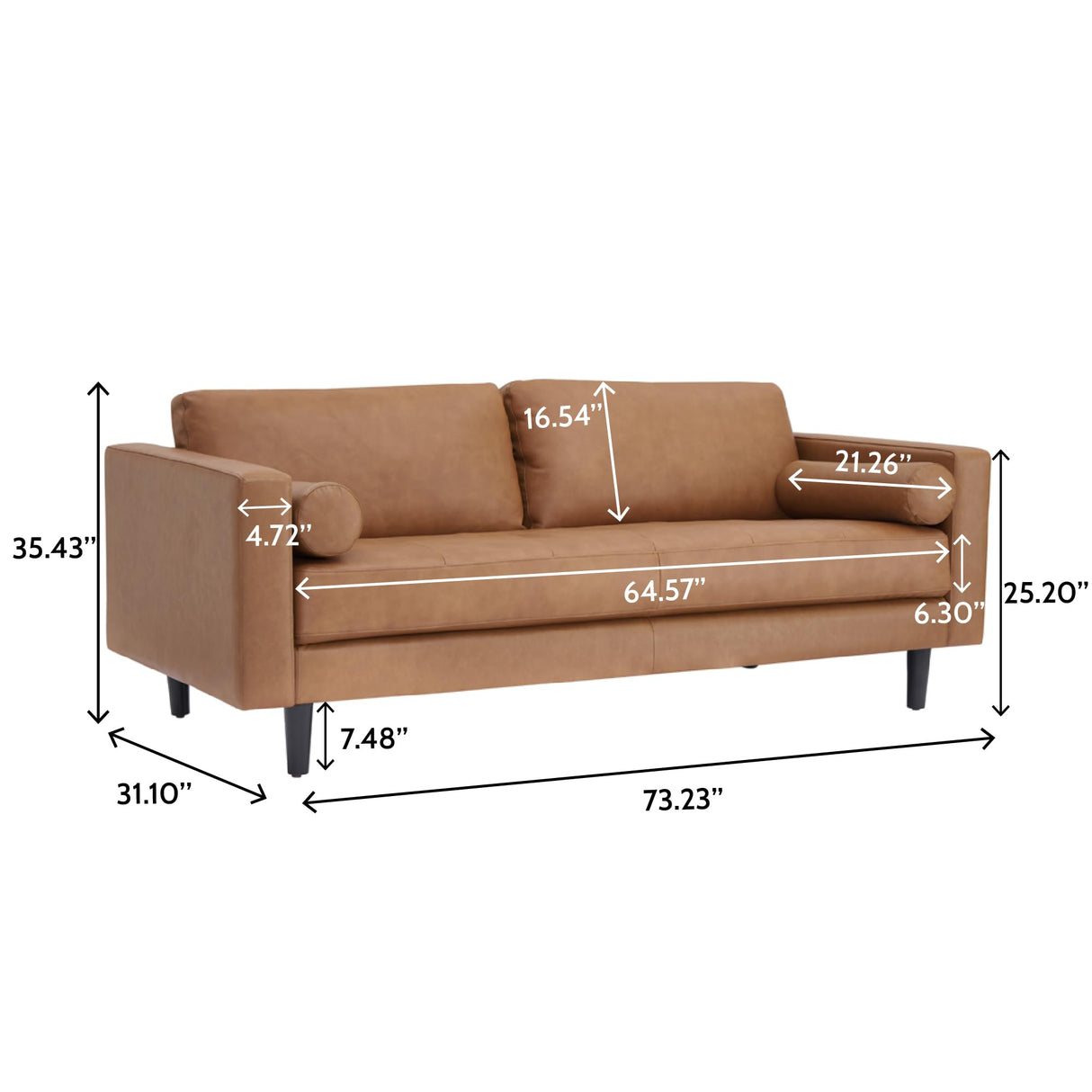 Naomi Home Marisa Genuine Leather Couch - Revel in Exquisite Leather Couch Opulence - Unparalleled Luxury Mid-Century Leather Couch – The Embodiment of Cozy Lounging and Contemporary Design, Tan Naomi Home