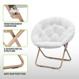 Magshion Saucer Chair for Adults, Oversized Folding Cozy Moon Chair with Gold Metal Frame, Furry Faux Fur Comfy Lazy Seat for Bedroom, Living Room, Dorm Room, Apartment (White) Magshion