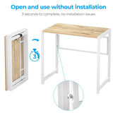 GreenForest Folding Desk No-Assembly,31.5 in Small Desk for Small Spaces Computer Desk for Home Office,Space Saving Foldable Table Study Writing Desk,Oak White GreenForest