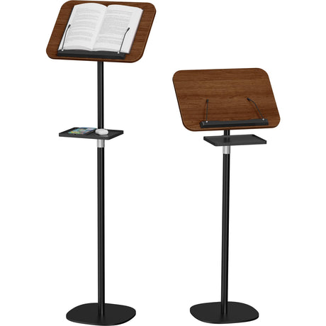 Snughome Floor Book Stand with Removable Tray, Wood Standing Book Stand for Reading, Height Adjustment 21"-51", Music Stand Cookbook Stand Textbook Stand Laptop Stand Book Holder for Display Snughome