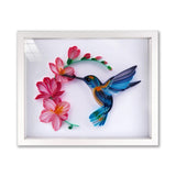 Uniquilling Quilling Kit, Paper Quilling Kits, 8 * 10-in Flower& Hummingbird Paper Filigree Kits with Quilling Tools& Using Manual, DIY Quilling Artwork Modern Wall Art for Living Room Uniquilling