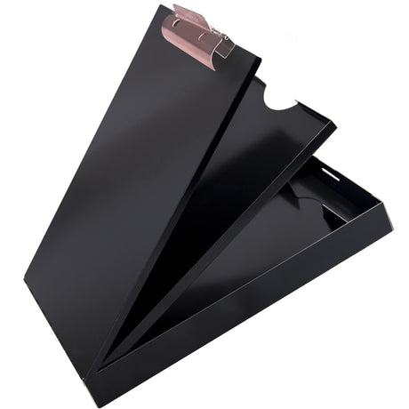 Saunders Metal Clipboard with Storage, Dual Storage Nursing, Letter Size Heavy Duty Contractor with High Capacity Clip and Self Locking Latch, Black, Proudly Made in USA Saunders