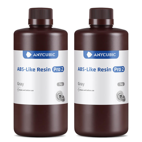 ANYCUBIC ABS-Like Resin Pro 2, 3D Printer Resin with Enhanced Strength and Toughness, High Precision and Minimal Shrinkage, Wide Compatibility for All LCD Resin 3D Printers (Grey+Grey, 2kg) ANYCUBIC