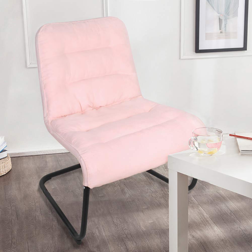 Zenree Upholstered Durable Metal Modern Chair with Soft Cushion, Pink - Ideal for Bedrooms, Living Rooms, Dorms, Indoor Spaces, Accent and Lounging Zenree