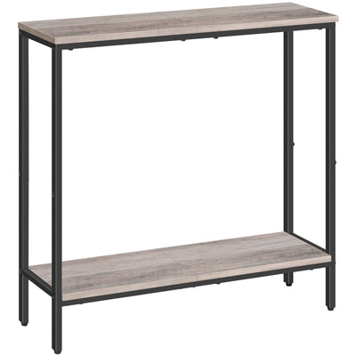 HOOBRO 29.5 Inches Console Table, Narrow Entryway Table with Shelves, Small Sofa Table, Side Table, Display Table, for Hallway, Living Room, Bedroom, Foyer, Greige and Black BG22XG01