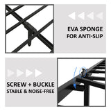 AMERLIFE Industrial King Size Bed Frame with Charging Station and 2-Tier Storage Headboard – No Box Spring Needed, Noise-Free, Dark Brown AMERLIFE