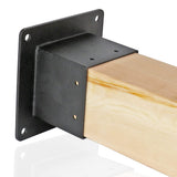 Antsky 4×4"(Actual：3.5×3.5inch) Post Stainless Steel Flange Anchor Base with Screws for Deck Railing，Black Finish (4 Pack) Antsky
