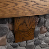 Country Living Glenbrook 55 Inch Oak Wood Mantel with Cast Stone River Rock Surround & 28" Smart Electric Fireplace | Works with Remote, Wi-Fi App, Alexa and Google | LED Multi-Flame Options Country Living