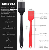 SURDOCA Silicone Pastry Basting Brush - 2Pcs 10 + 8 in Heat Resistant Brush for Baking Cooking Food, BPA Free Kitchen Brush for Sauce Butter Oil, Stainless Steel Core Design for Barbecue BBQ Grilling SURDOCA