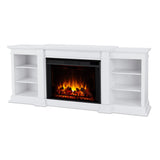 Real Flame Eliot 81" Grand Electric Fireplace TV Stand in White for TVs up to 80 inches, Entertainment Center with Adjustable Shelves and Storage, TV Stand for Living Room and Bedroom, Remote Control Real Flame