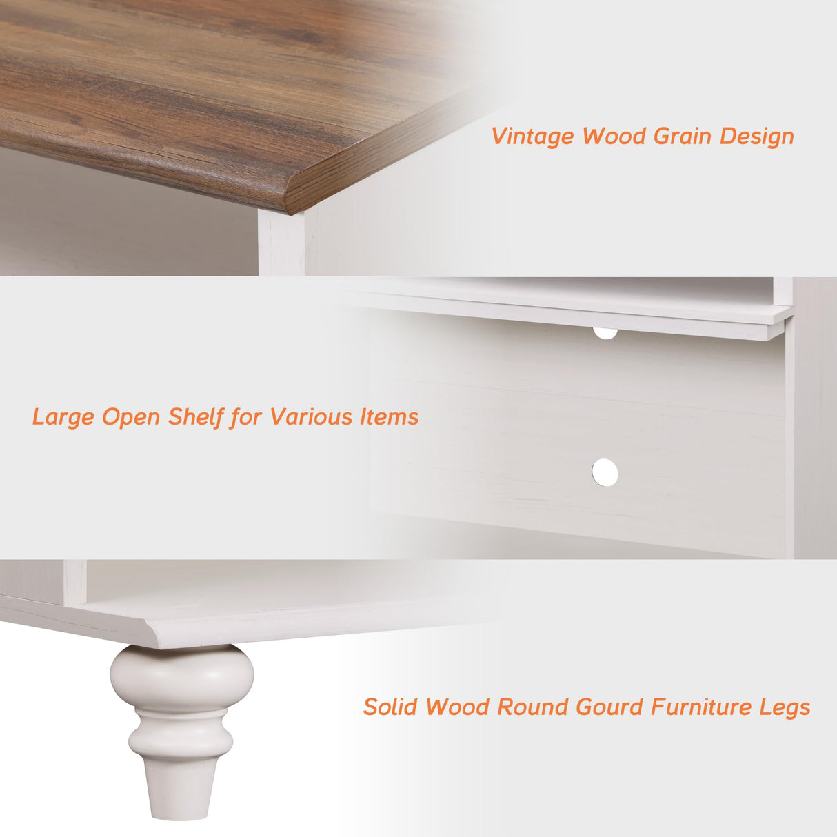 WAMPAT Farmhouse TV Stand for TVs up to 100'', Home Entertainment Center with 8 Storages for 75/80/85/90 inch TV, Large TV Console Table for Living Room, Bedroom, White WAMPAT