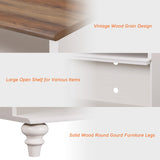 WAMPAT Farmhouse TV Stand for TVs up to 100'', Home Entertainment Center with 8 Storages for 75/80/85/90 inch TV, Large TV Console Table for Living Room, Bedroom, White WAMPAT