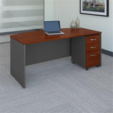 Series C 72W x 36D Bow Front Desk with Mobile File Cabinet in Hansen Cherry Bush Furniture