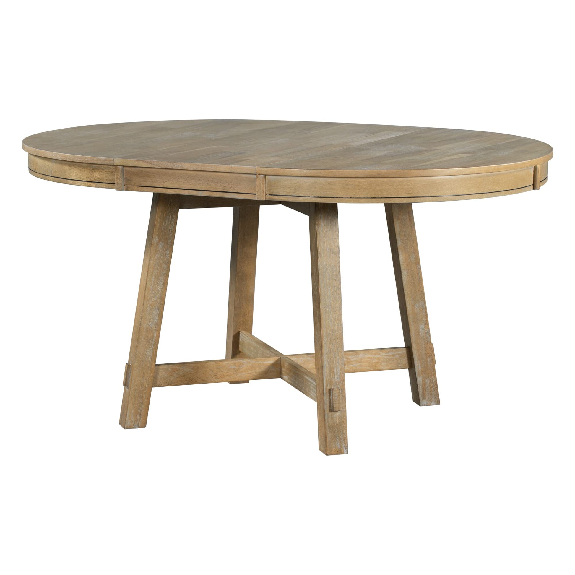 Voohek Round Extendable Dining Table, with 16" Traditional Rustic Drop Leaf, for Farmhouse Kitchen Room Decor, Natural Wood - WoodArtSupply