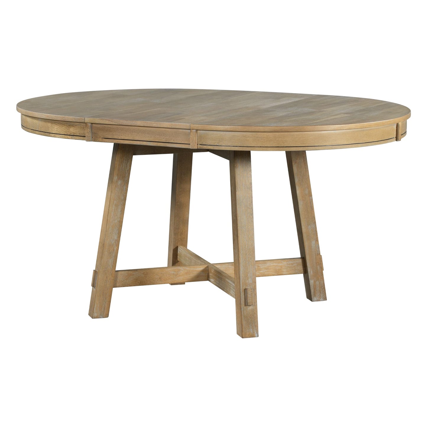 Merax Round Wood Dining Table, Farmhouse Round Extendable Dining Table with 16" Leaf For Kitchen (Natural Wood Wash)