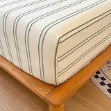 VM VOUGEMARKET Striped Fitted Sheet Queen 1 Piece,Washed Cotton Beige Single Bottom Sheet with 15" Deep Pocket,Comfortable and Breathable Mattress Cover,60" x 80" VM VOUGEMARKET