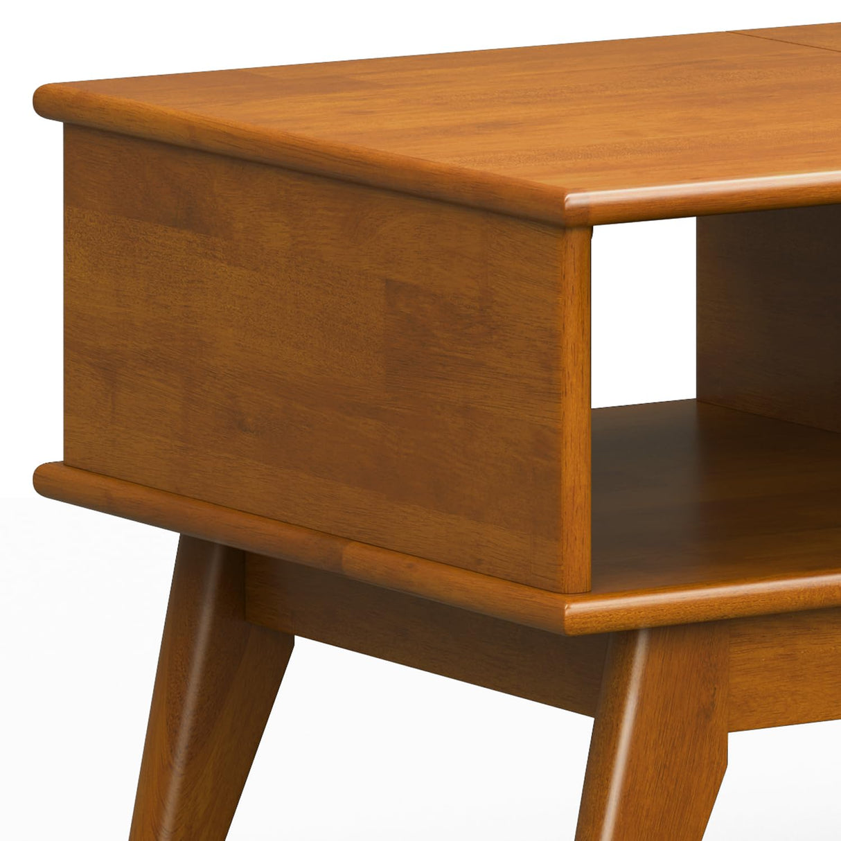 SIMPLIHOME Draper Solid Hardwood 48 inch Wide Rectangle Mid Century Modern Lift Top Coffee Table in Teak Brown for The Living Room and Family Room SIMPLIHOME