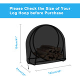 Firewood Log Hoop Cover, Coolrunner 40 Inch Round Fire Wood Rack Cover Outdoor Waterproof Resistant Log Rack Cover Round Log Holder cover Fit for 30" 32" 36” 40 ” Hoop Rack (Black, 40”x24”x41”) Coolrunner