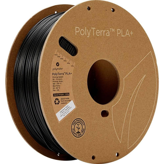 Polymaker PLA+ 3D Printer Filament 1.75mm, Black PLA Plus Filament 1.75 PLA Filament Satin Surface 1kg - PolyTerra Tough PLA + 3D Printing Filament Black PLA Roll - WoodArtSupply